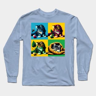 Norwegian Forest Cat Pop Art - Cute Kitties Long Sleeve T-Shirt